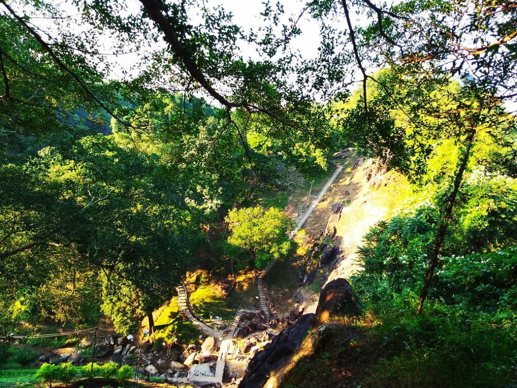 images of site from hill top at Unakoti rock carvings